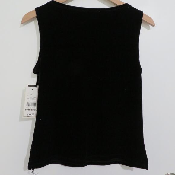 AGB Byer California Womens Sz M Black Gold Embellished Top Y2K Sequin Velvet NWT - Picture 2 of 6